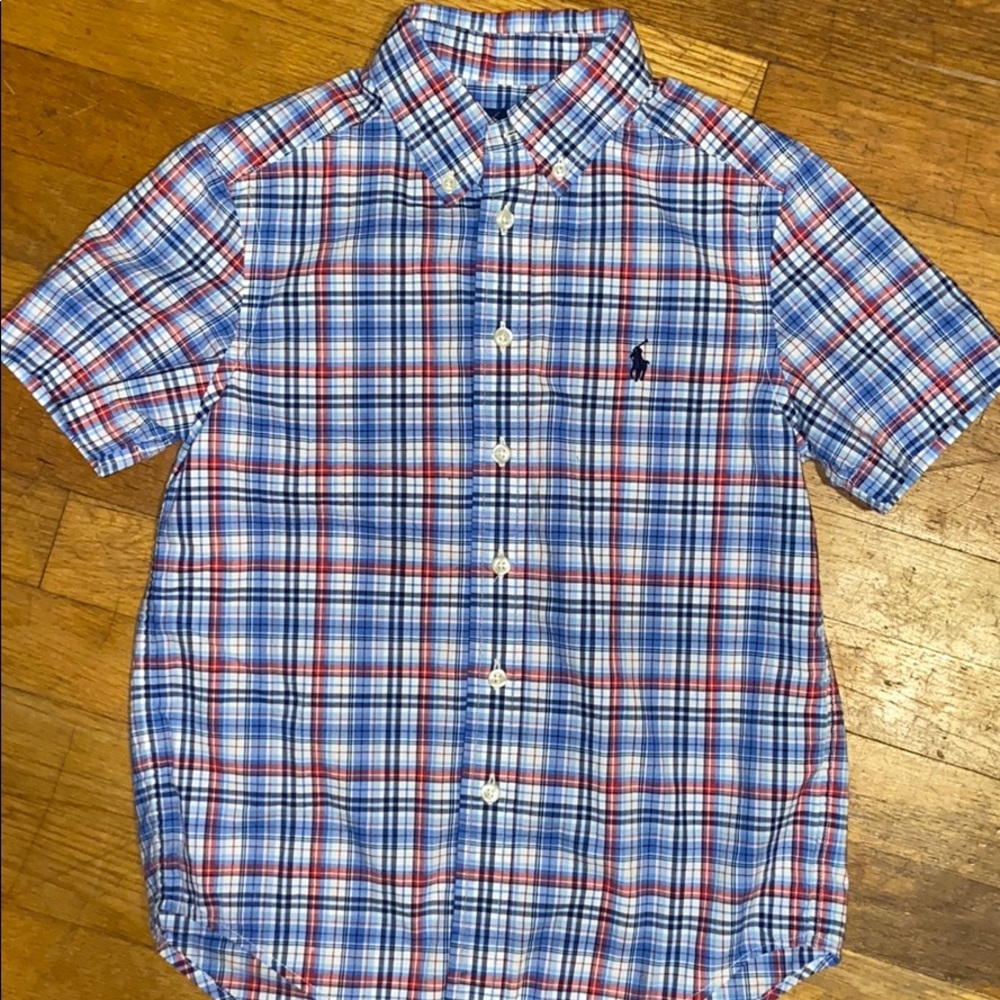 Ralph Lauren Button Down Plaid Shirt, Size 8